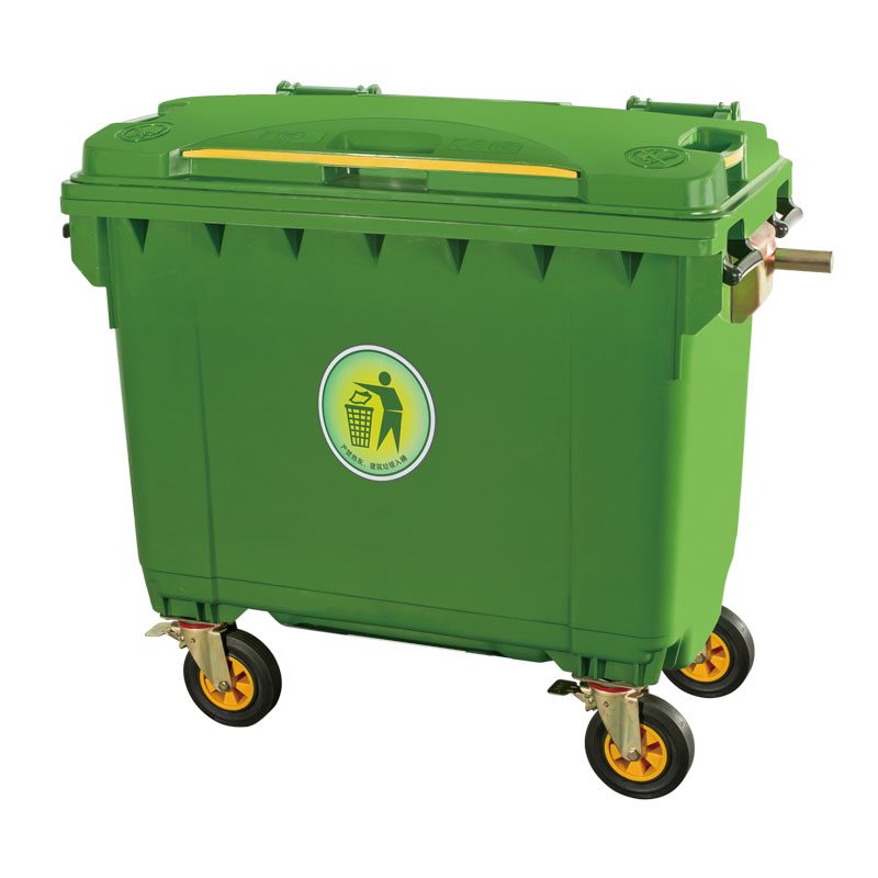 Green Wheeled Plastic Waste Bin 660L